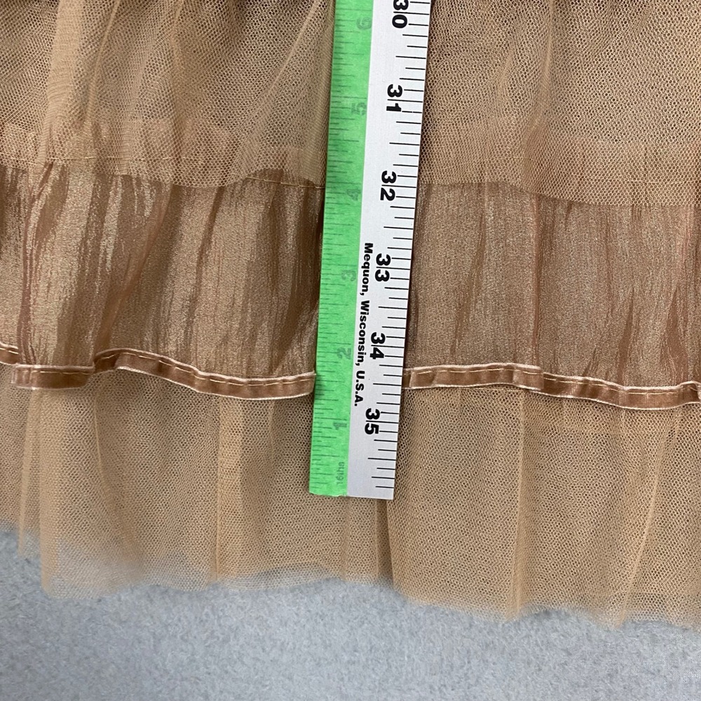 Studio West Tiered Ruffle Tulle Velvet Trim Maxi Skirt Womens S Champagne NEW - Picture 9 of 9
